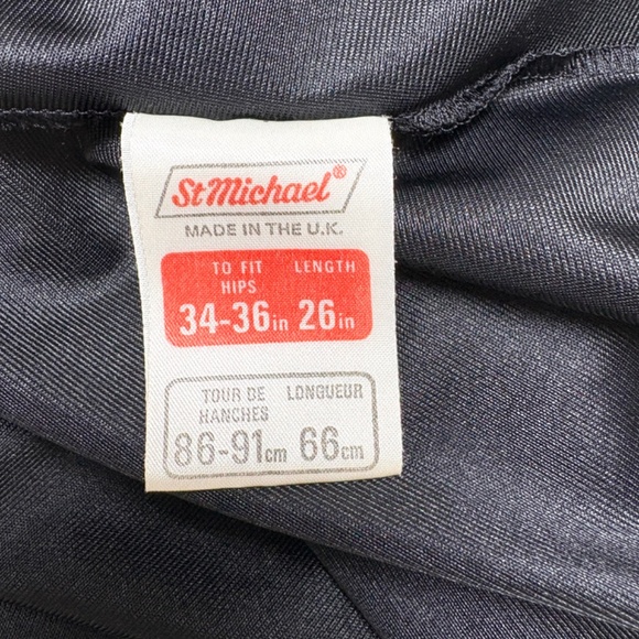 slip skirt small black vintage ST MICHAEL nylon elastic waist midi 26" long - Picture 3 of 10